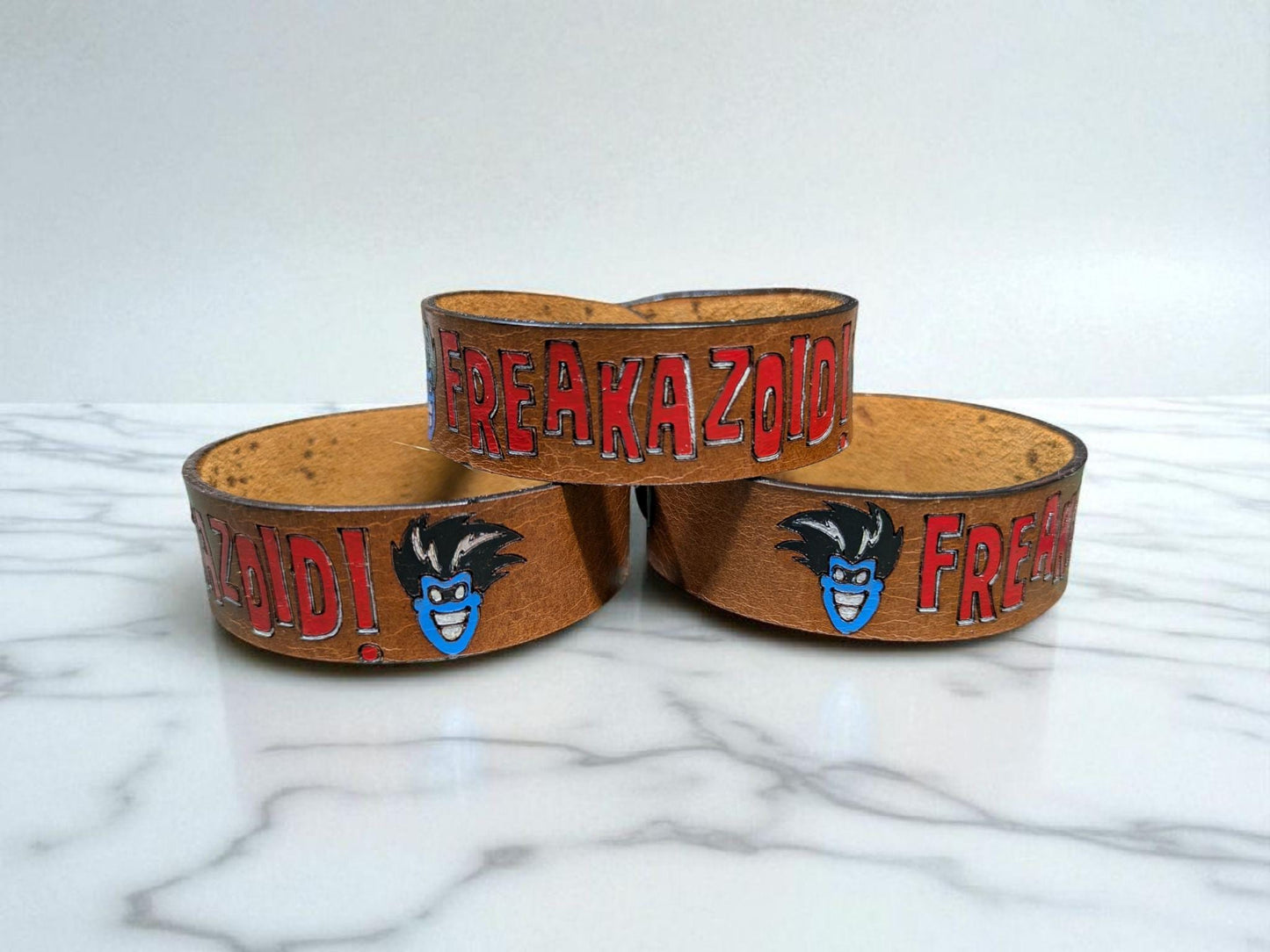 Freakazoid themed Leather Bracelet