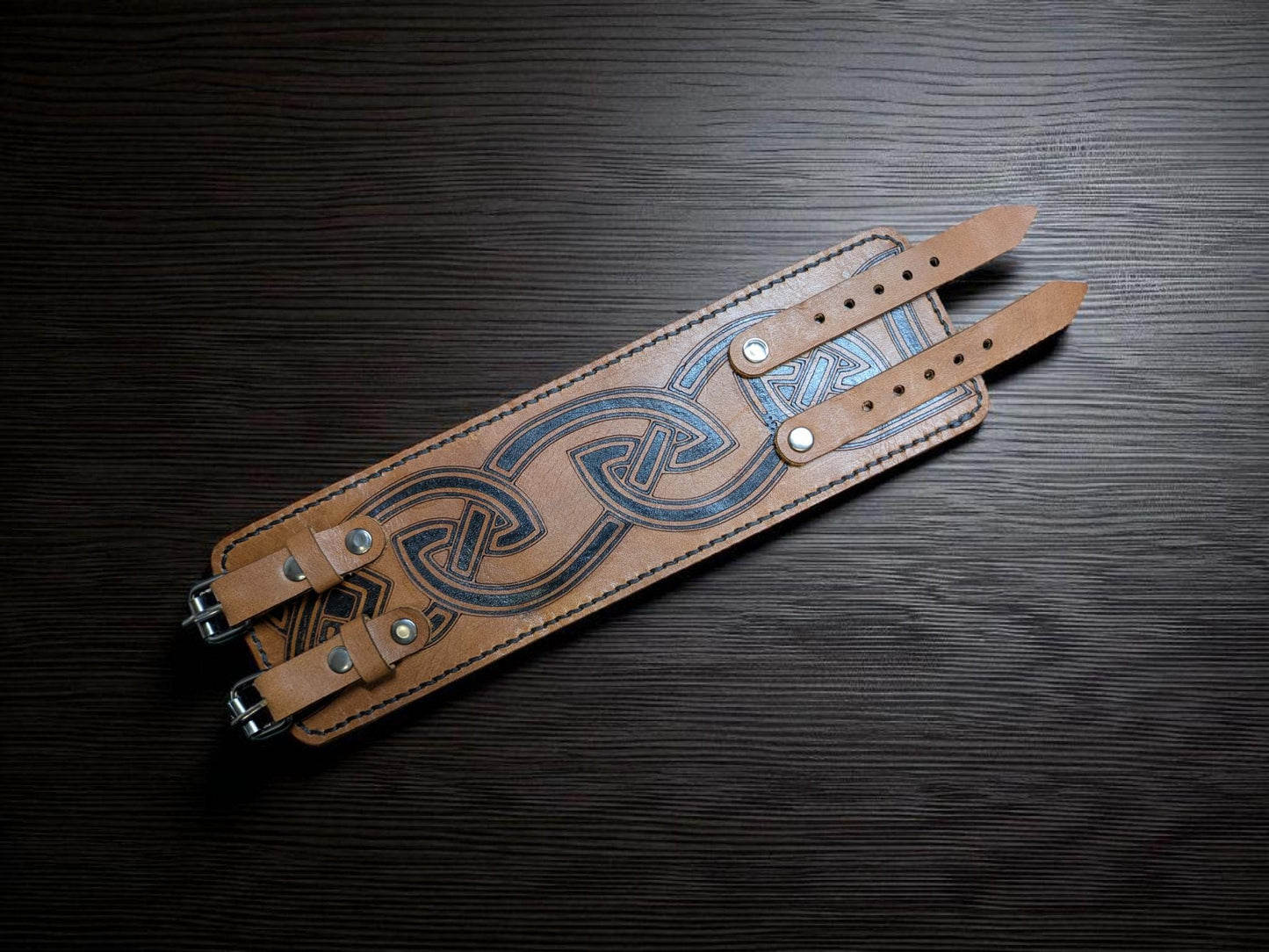Handmade Leather 'Norse Pattern' Viking Cuff Bracelet