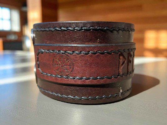 Handmade Leather 'Valhalla' Viking Cuff Bracelet