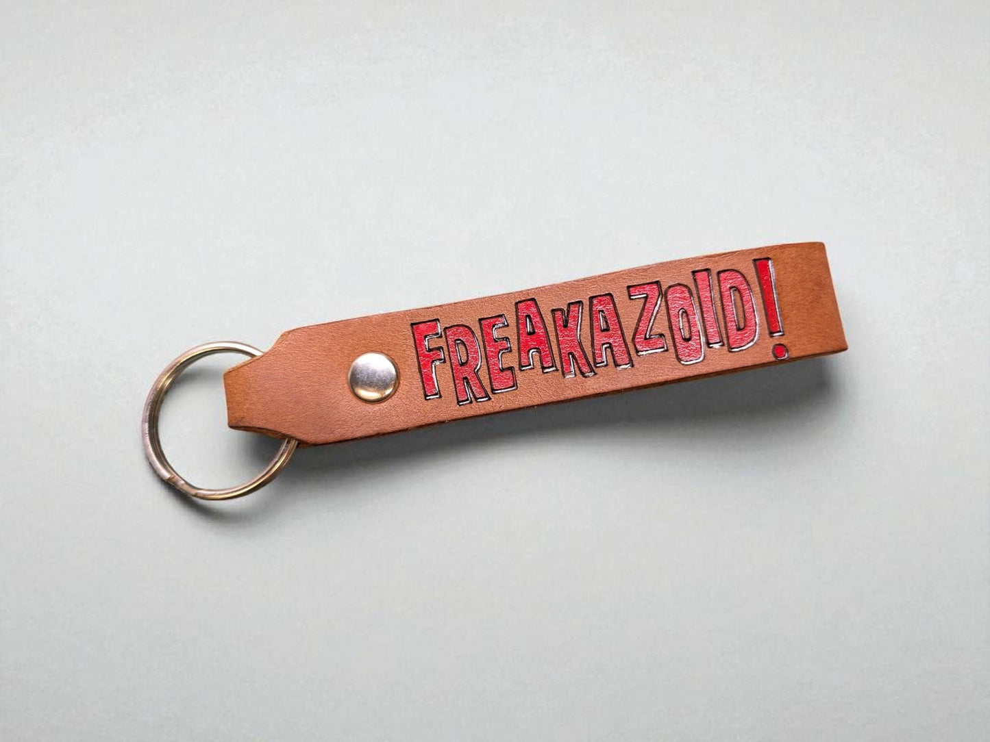 Freakazoid themed Handmade Leather Keychain