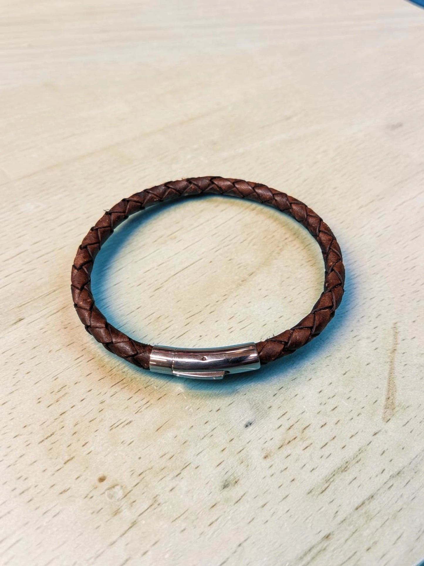 Braided Leather Bracelet - Handmade Full Grain Leather Bracelet UK