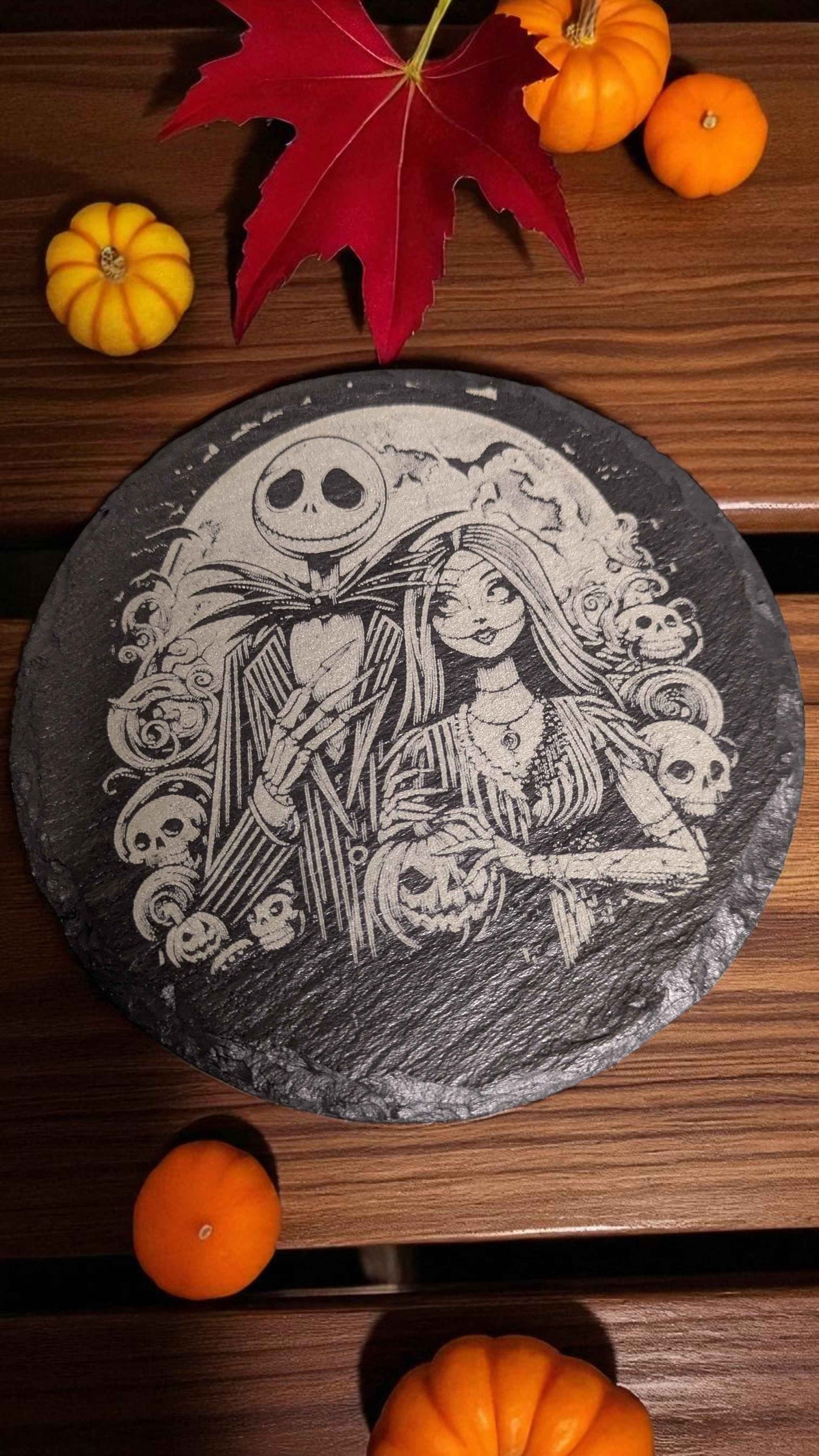 Nightmare Before Christmas Laser Engraved slate drinks coasters (Circular and Square Available)