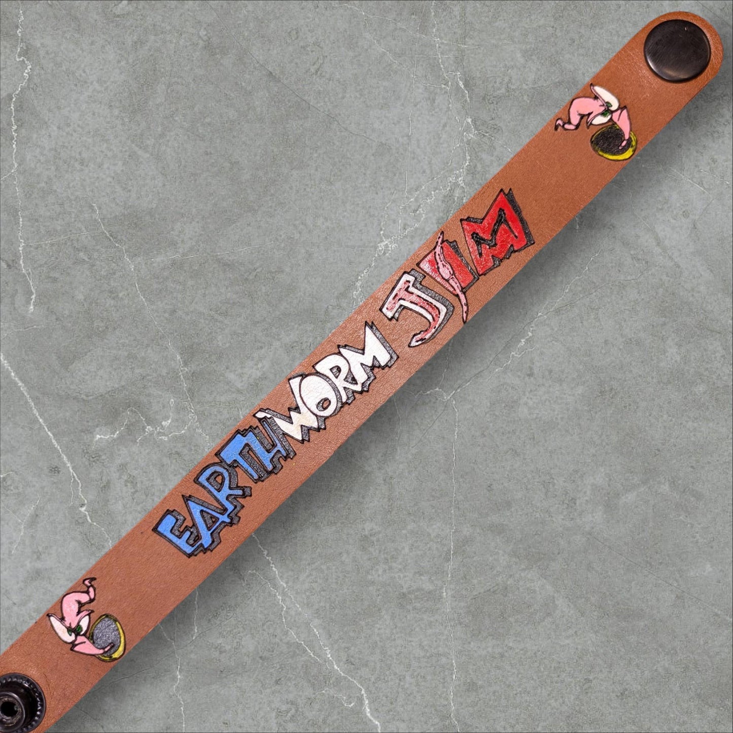 Earthworm Jim themed Leather Bracelet