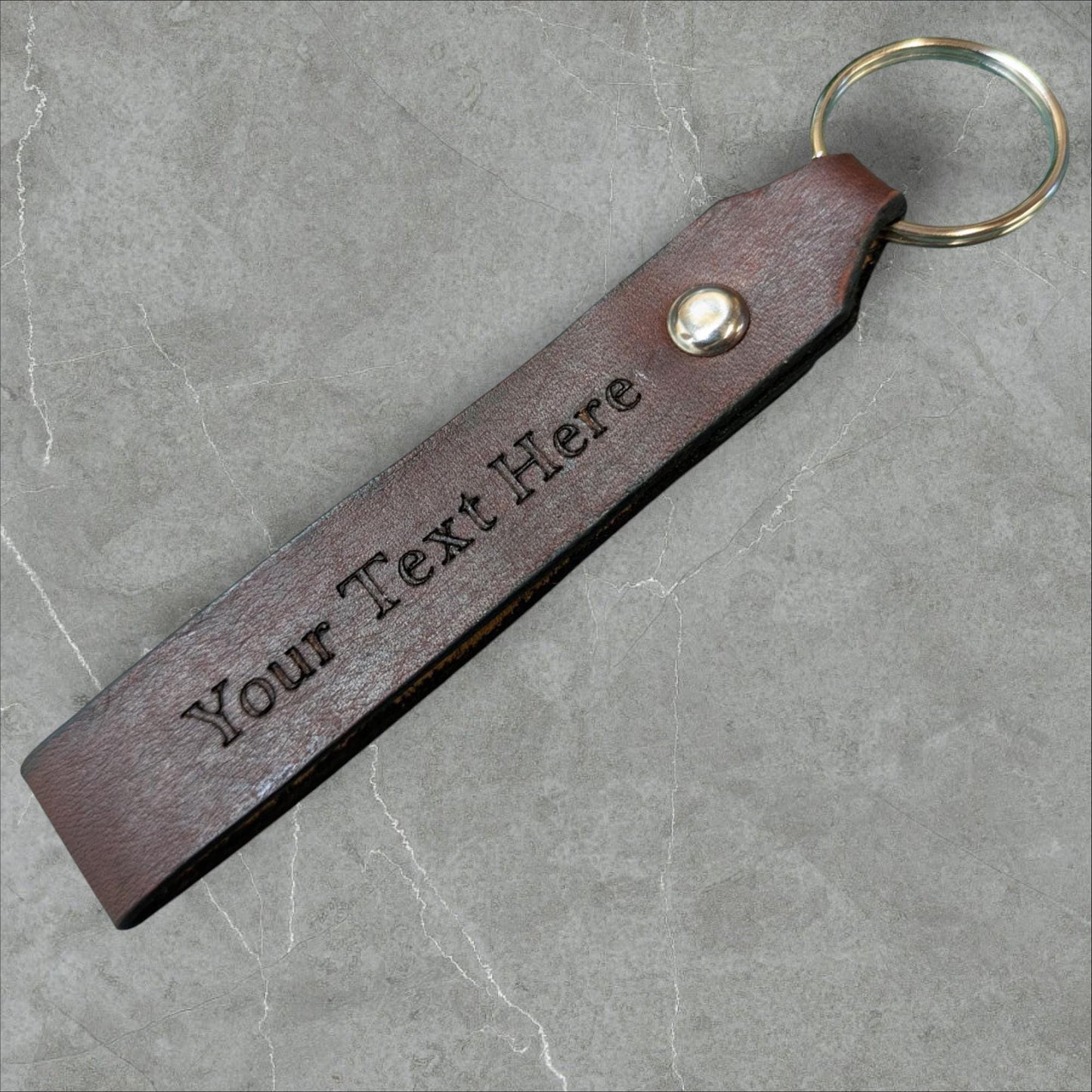 Personalised Hand made Brown Leather Keychain
