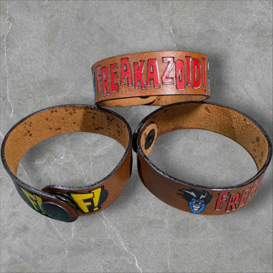 Freakazoid themed Leather Bracelet