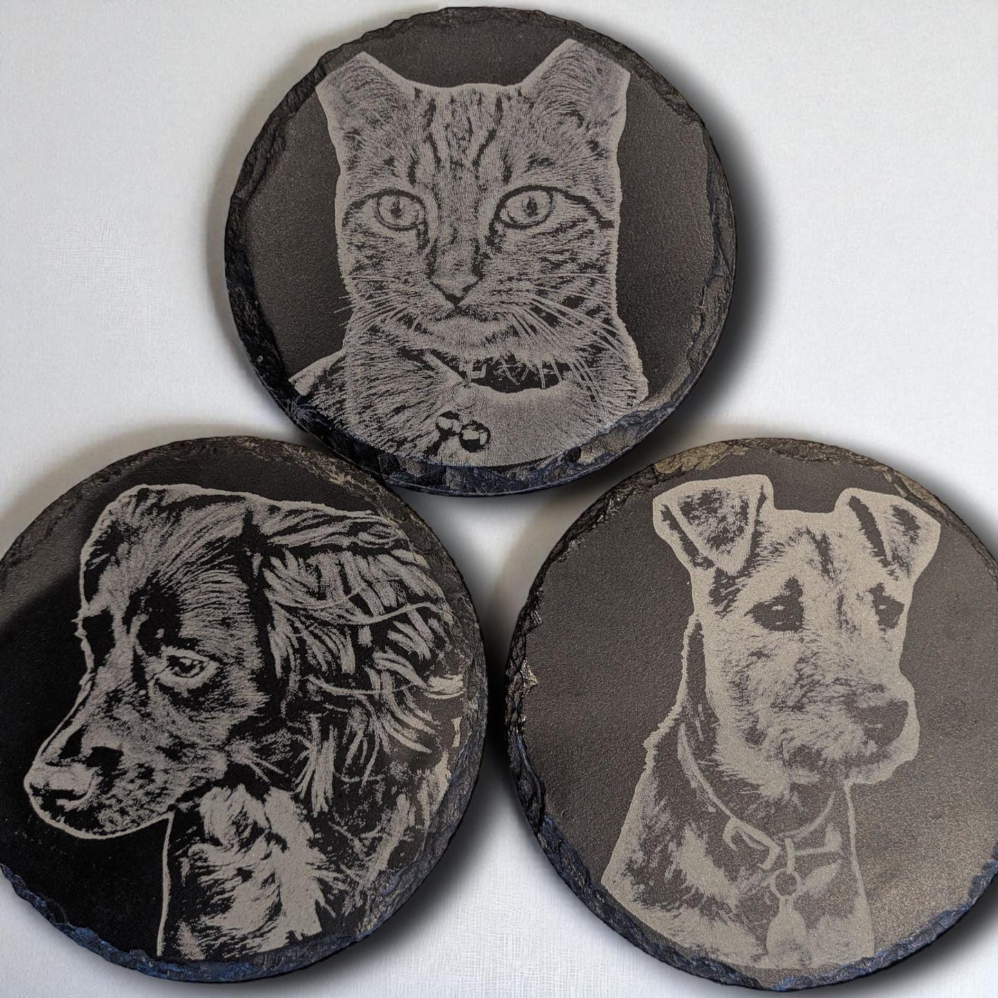 Personal Laser Engraved Slate Coasters 100mm (Circular)