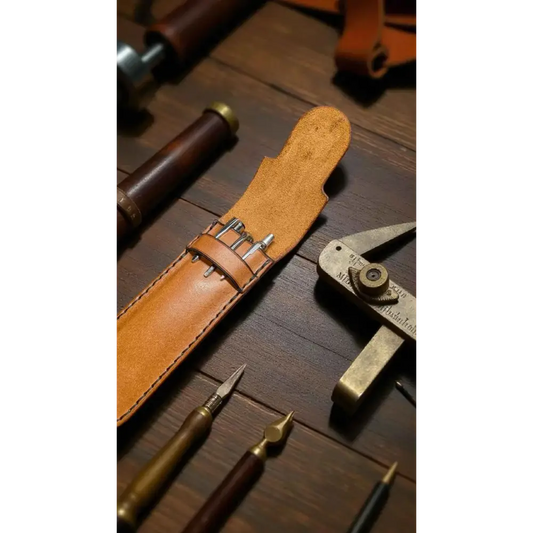 Full Grain Leather Mid Brown Pen Holder
