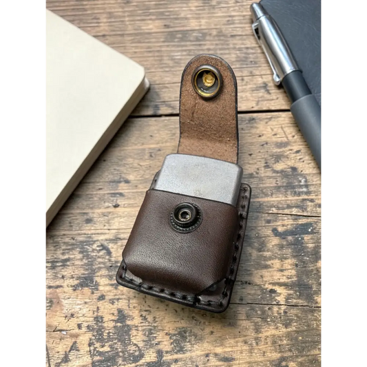 Handmade Full Grain leather Brown Zippo Lighter Holster.