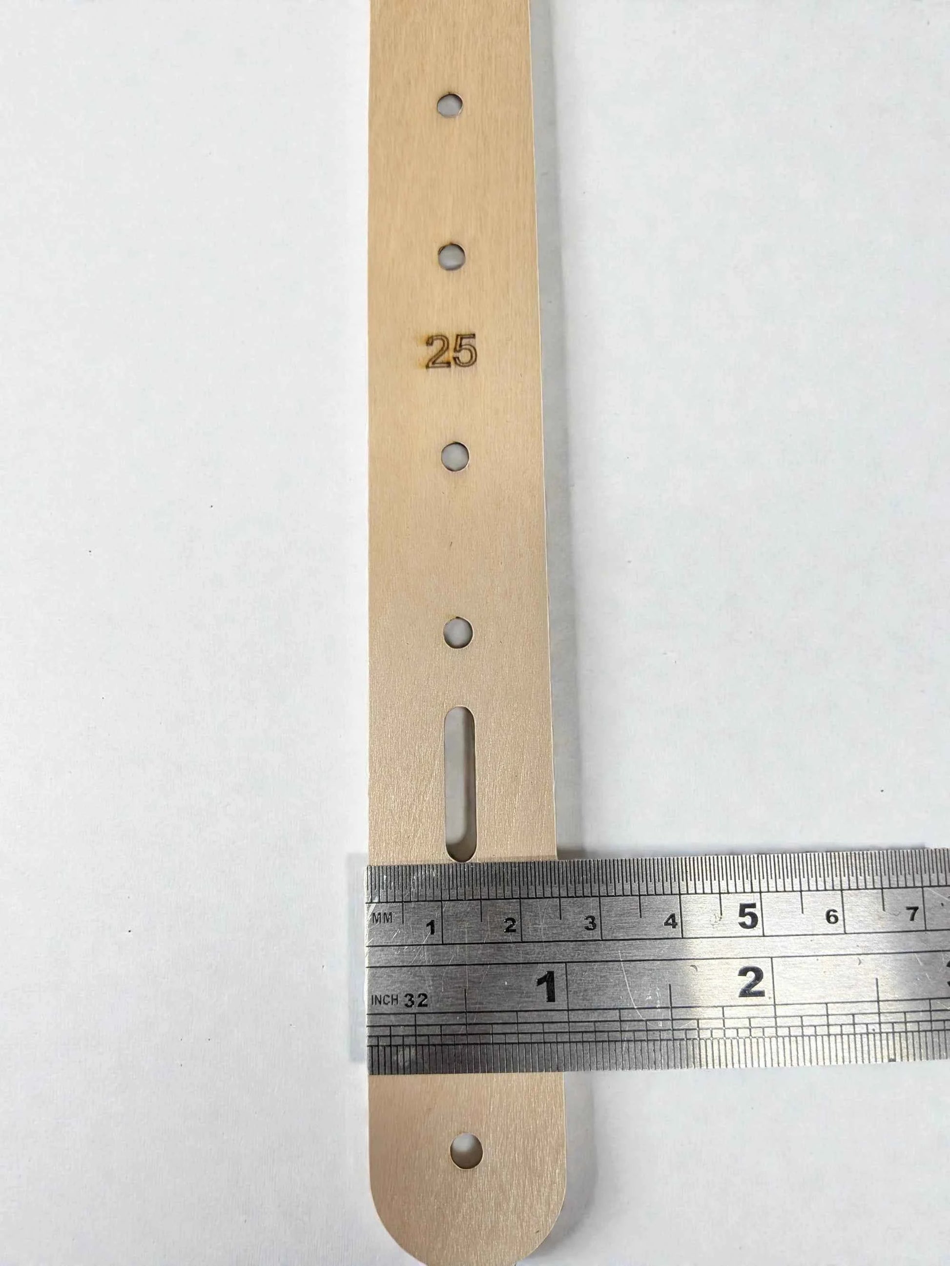 Wooden Long Point Belt Templates (Buckle and strap end in one) for 25mm, 30mm, 35mm, 38mm and 40mm width.