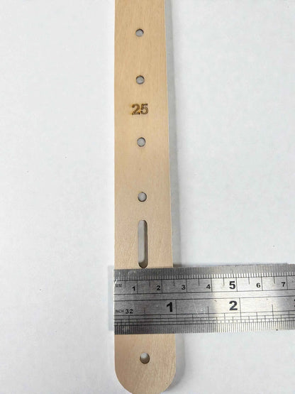 Wooden Long Point Belt Templates (Buckle and strap end in one) for 25mm, 30mm, 35mm, 38mm and 40mm width.