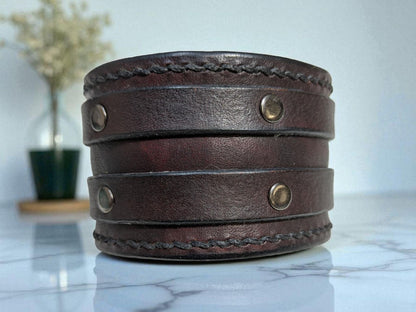 Full Grain Leather Hand made Cuff Bracelet
