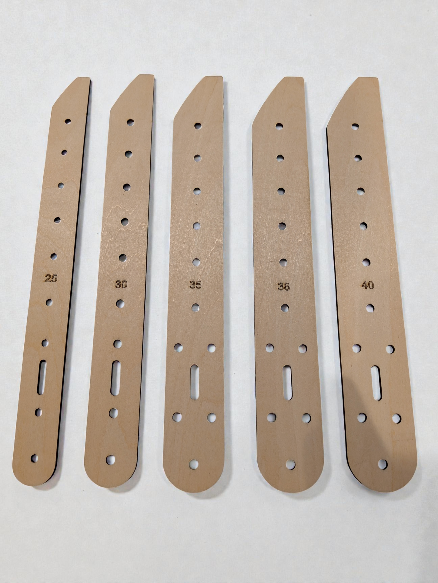 Belt Templates - Blunt Tapered Point Design  25mm, 30mm, 35mm, 38mm and 40mm (Set of 5)
