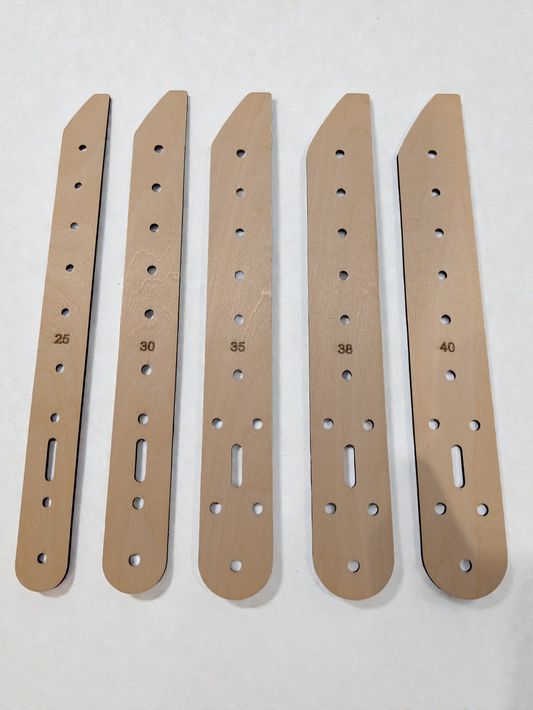 Belt Templates - Blunt Tapered Point Design  25mm, 30mm, 35mm, 38mm and 40mm (Set of 5)