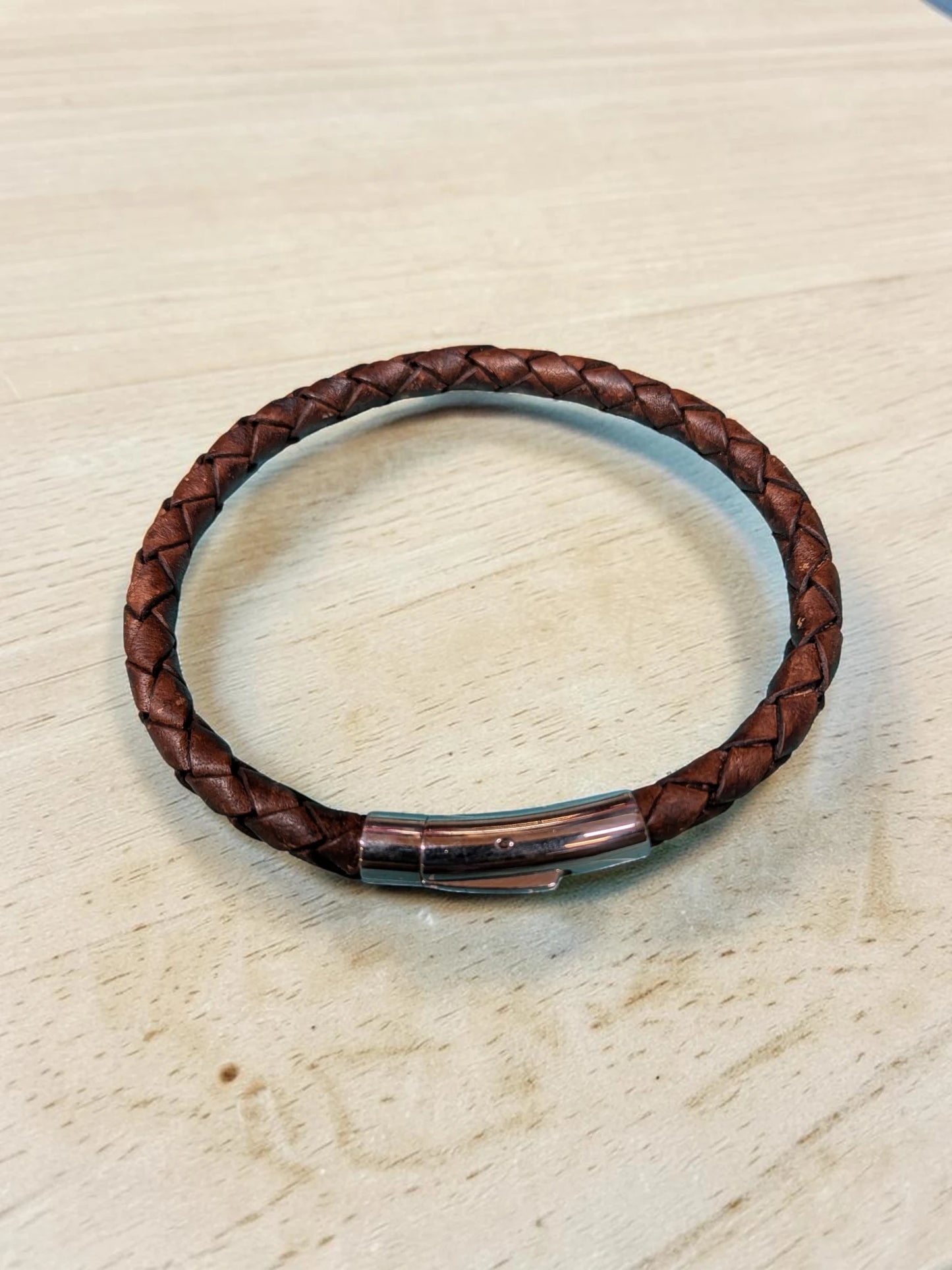 Braided Leather Bracelet - Handmade Full Grain Leather Bracelet UK
