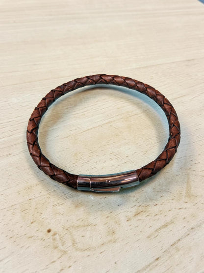 Braided Leather Bracelet - Handmade Full Grain Leather Bracelet UK