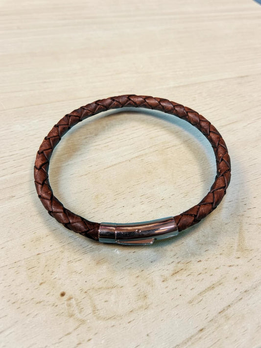 Braided Leather Bracelet - Handmade Full Grain Leather Bracelet UK