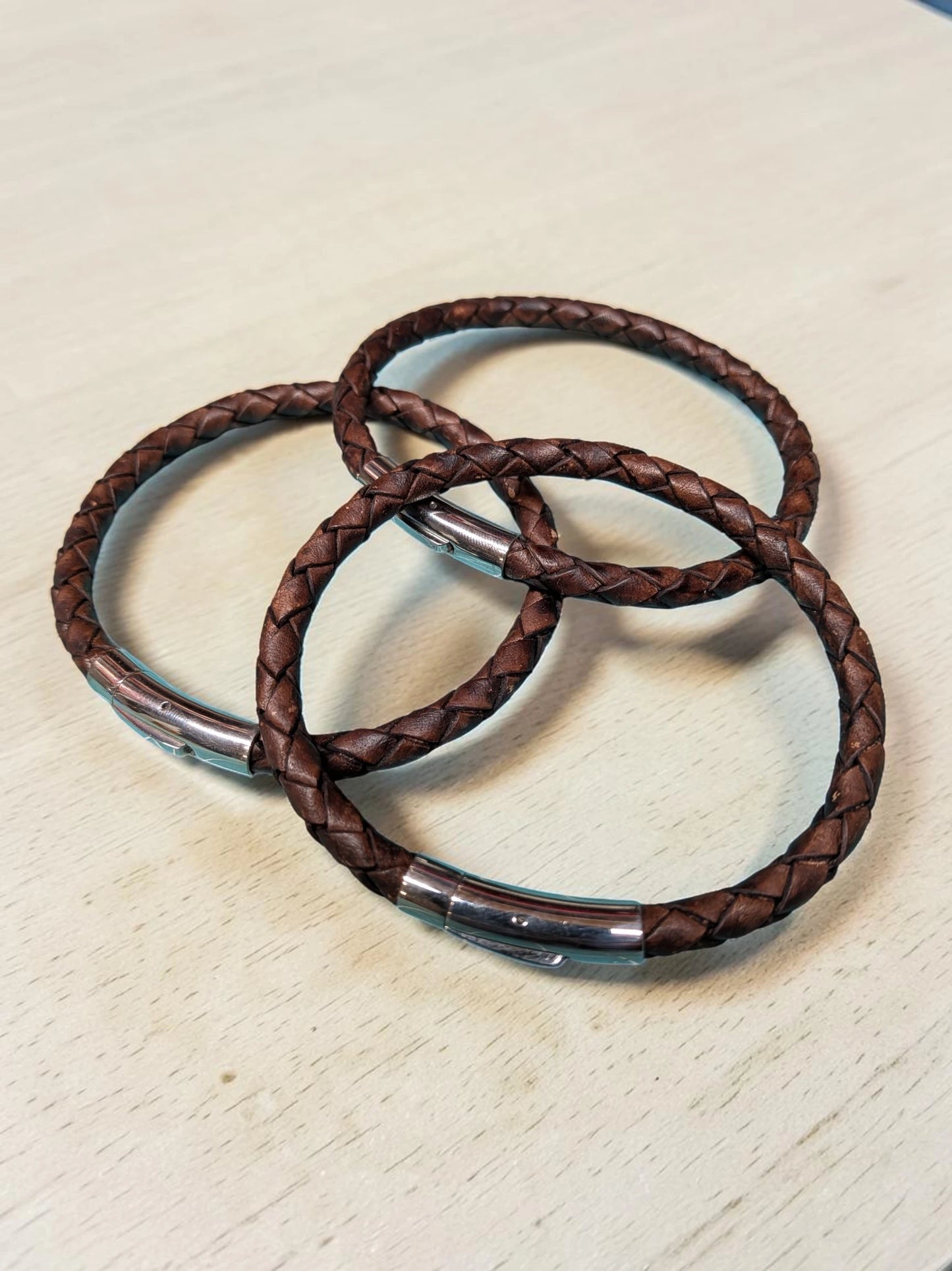 Braided Leather Bracelet - Handmade Full Grain Leather Bracelet UK