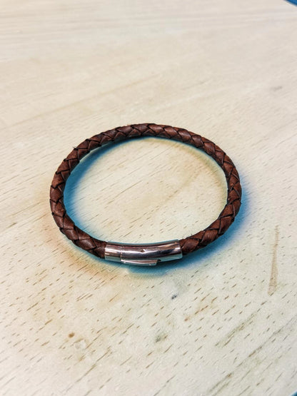 Braided Leather Bracelet - Handmade Full Grain Leather Bracelet UK