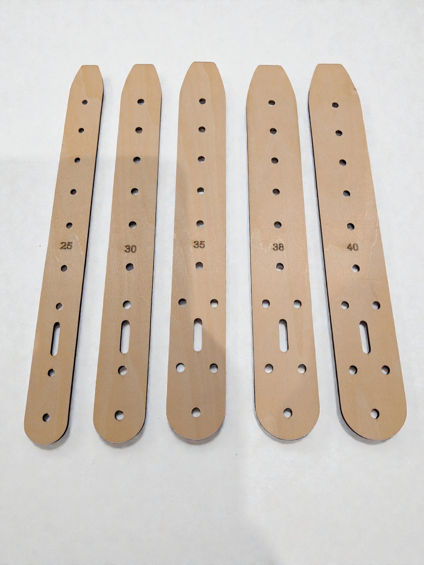 Belt Templates - Clipped Point Design  25mm, 30mm, 35mm, 38mm and 40mm (Set of 5)