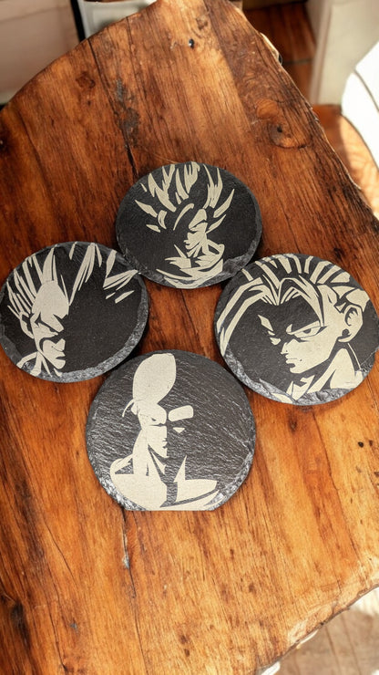 Dragonball Z themed Laser Engraved slate drinks coasters (100mm Circular)