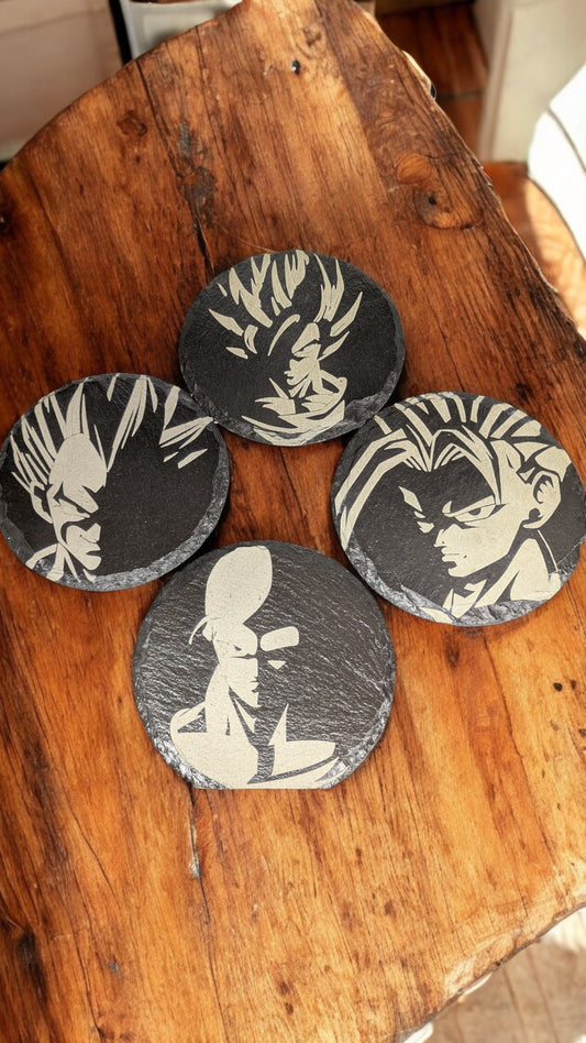 Dragonball Z themed Laser Engraved slate drinks coasters (100mm Circular)