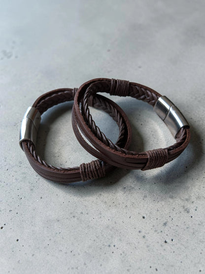 Rustic Leather Bracelet - Stylish Bangle Leather Bracelet for Everyday Wear