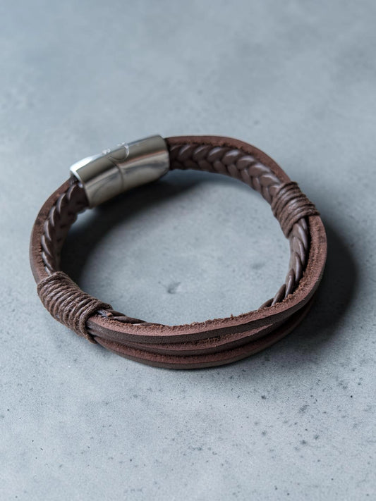 Rustic Leather Bracelet - Stylish Bangle Leather Bracelet for Everyday Wear