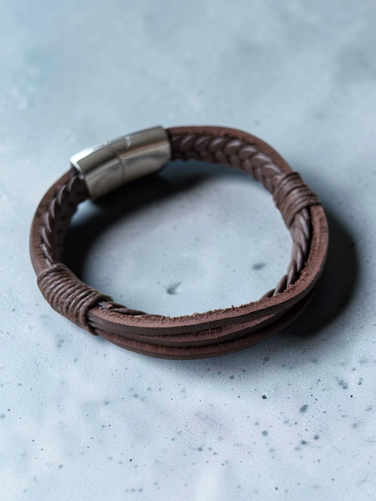 Rustic Leather Bracelet - Stylish Bangle Leather Bracelet for Everyday Wear