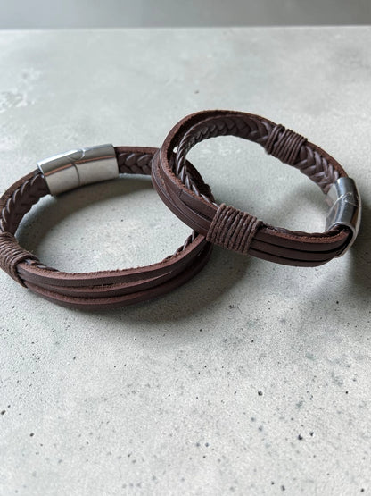 Rustic Leather Bracelet - Stylish Bangle Leather Bracelet for Everyday Wear