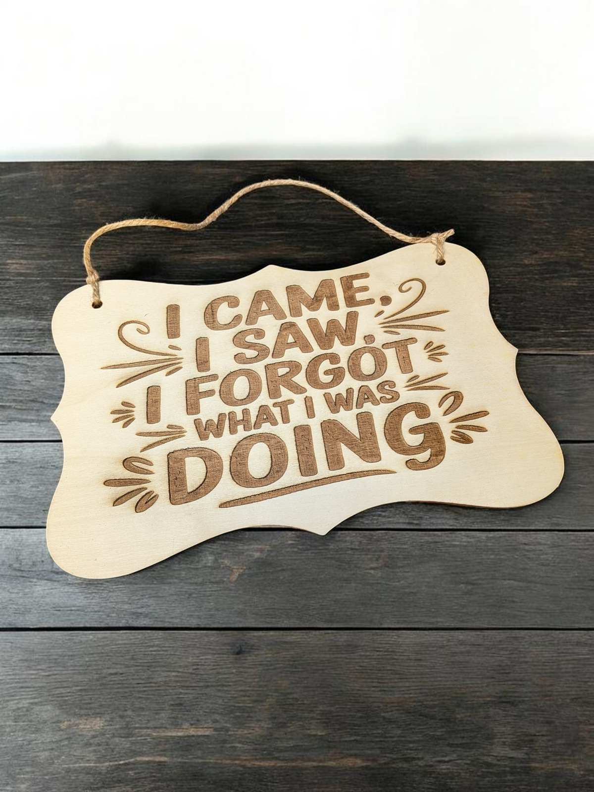 I came, i saw, i forgot what i was doing Wall Sign - Handmade Wooden Workshop Sign
