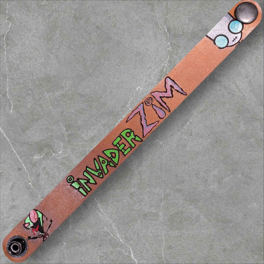 Invader Zim themed Leather Bracelet