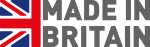 Logo with 'MADE IN BRITAIN' text and Union Jack flag on a white background
