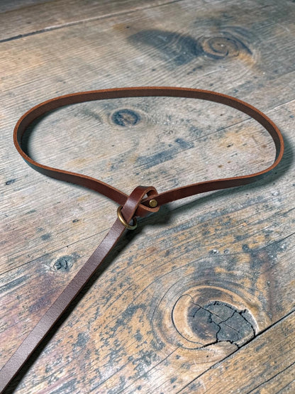 Women's Full Grain Leather Oak Single-Ring Wrap Belt - Handmade Vegetable-Tanned Belt