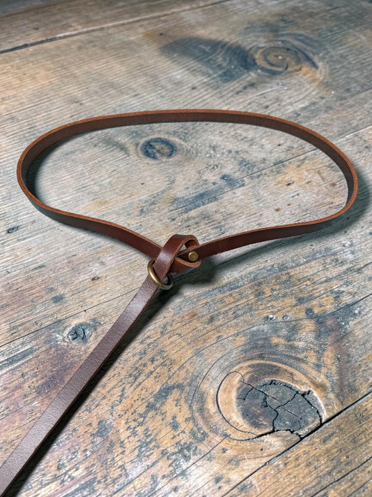 Women's Full Grain Leather Oak Single-Ring Wrap Belt - Handmade Vegetable-Tanned Belt