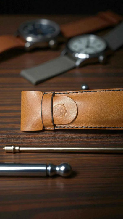 Full Grain Leather Mid Brown Pen Holder