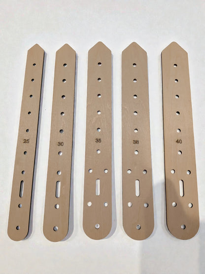 Belt Templates - Short Point Design  25mm, 30mm, 35mm, 38mm and 40mm (Set of 5)