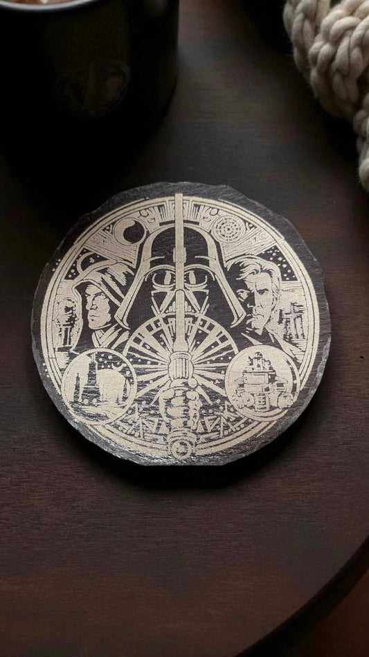Star Wars themed Laser Engraved slate drinks coasters (Circular and Square Available)