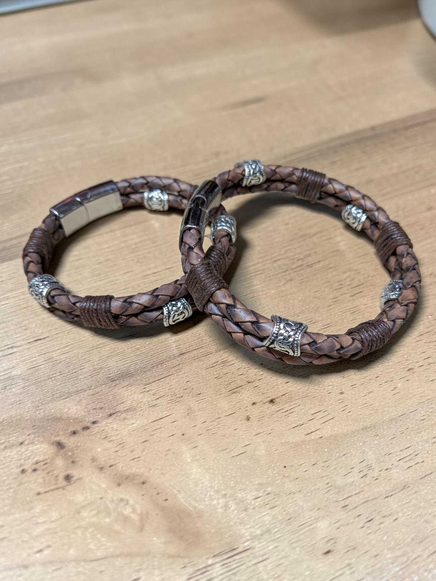 Hand Made Viking Rune Leather Bracelet