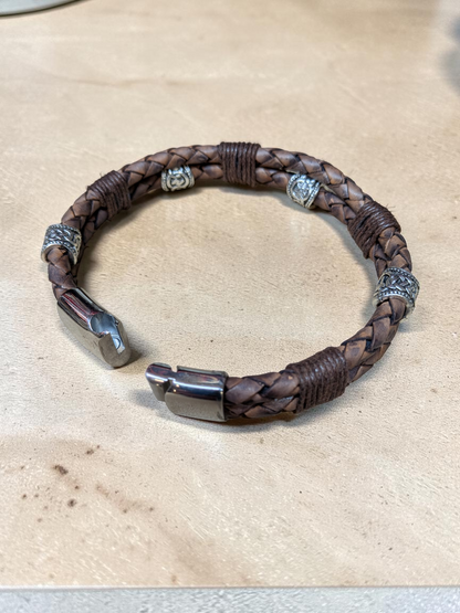 Hand Made Viking Rune Leather Bracelet