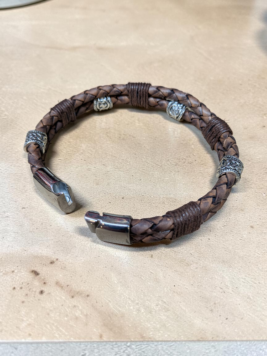 Hand Made Viking Rune Leather Bracelet