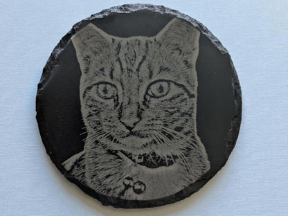 Personal Laser Engraved Slate Coasters 100mm (Circular)