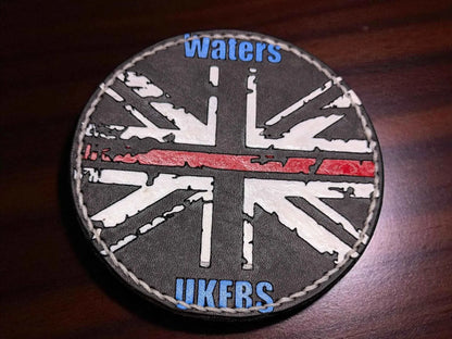 A closed up image of a Bespoke Fire Service Velcro Shoulder Badges displaying the union jack.