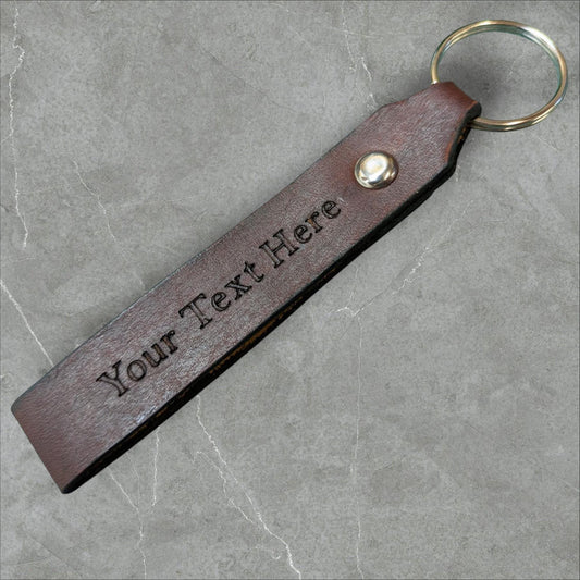 Personalised Hand made Brown Leather Keychain