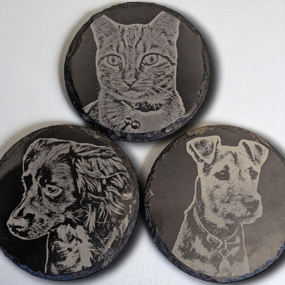 Personal Laser Engraved Slate Coasters 100mm (Circular)