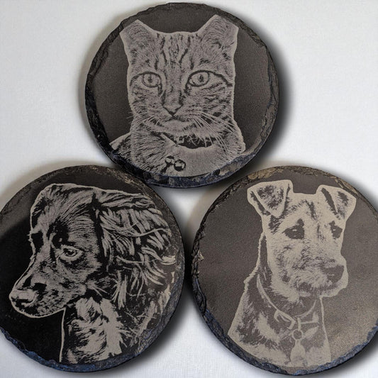 Personal Laser Engraved Slate Coasters 100mm (Circular)