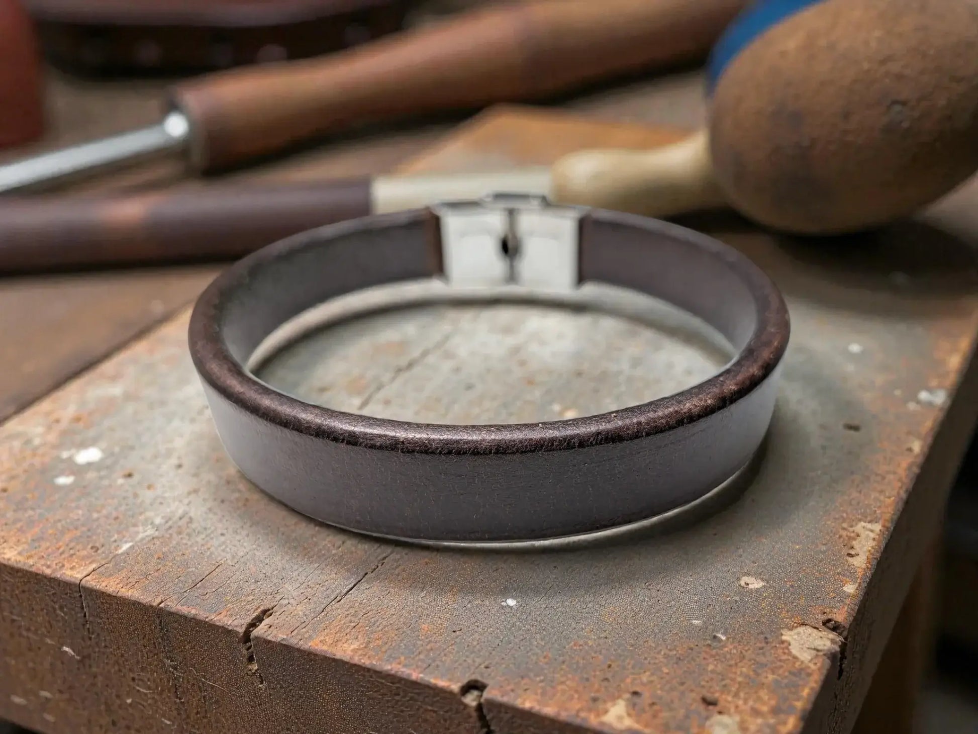 Full Grain Buffalo Leather Bracelet - Stylish Bangle Leather Bracelet for Everyday Wear - Bracelet