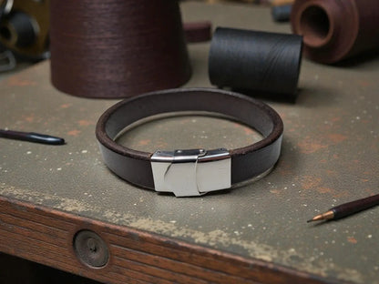 Full Grain Buffalo Leather Bracelet - Stylish Bangle Leather Bracelet for Everyday Wear - Bracelet