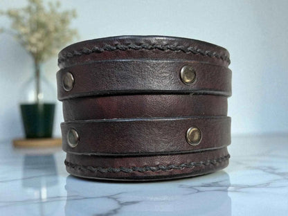 Full Grain Leather Hand made Cuff Bracelet