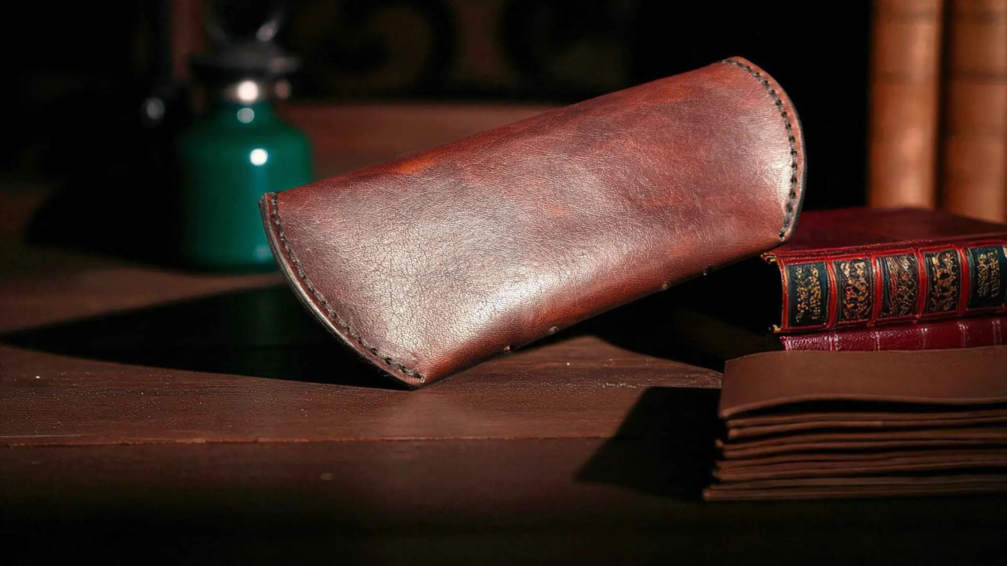 Full Grain Leather Dark Brown Sunglasses Case