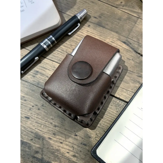Handmade Full Grain leather Brown Zippo Lighter Holster.